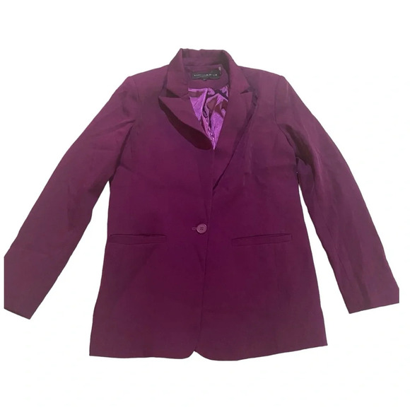 Endless Rose Single Breasted Blazer Bold Sz S Burgundy Powersuit 80’s - Picture 2 of 6